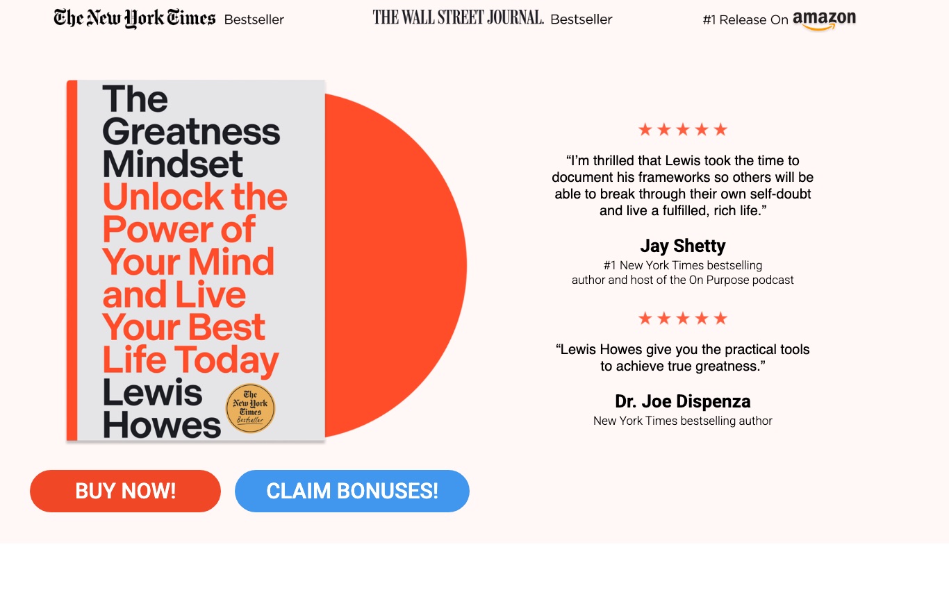 The Greatness Mindset bestseller landing page