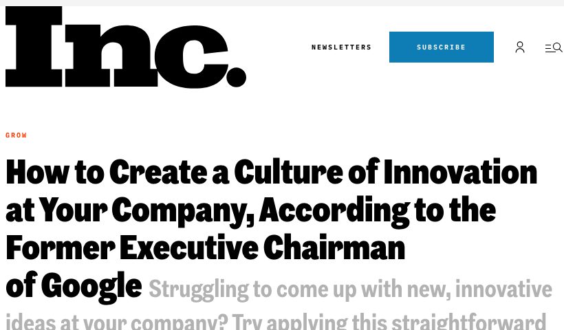 Inc column on culture of innovation