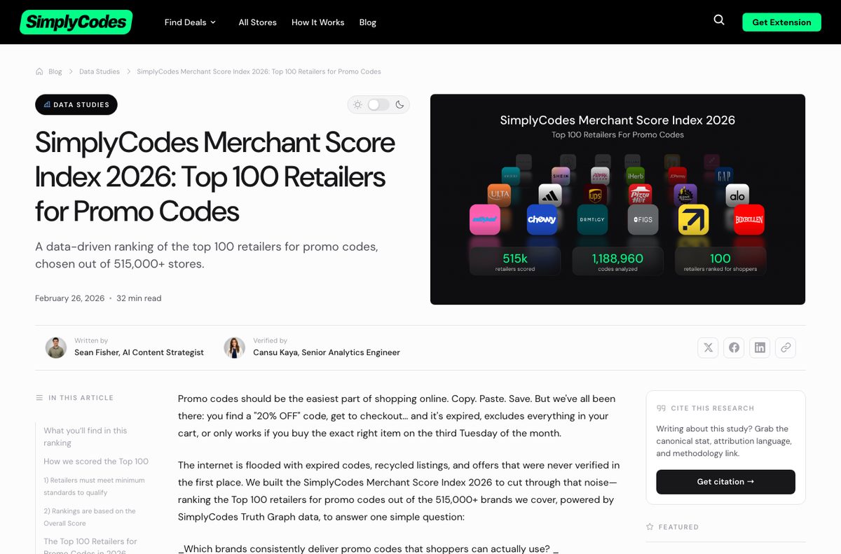 Top 100 retailers promo codes data study